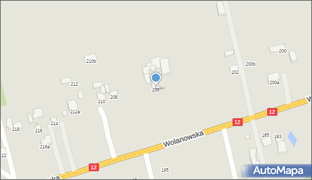 Radom, Wolanowska, 206, mapa Radomia