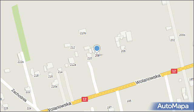 Radom, Wolanowska, 208, mapa Radomia