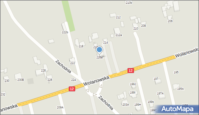 Radom, Wolanowska, 216a, mapa Radomia