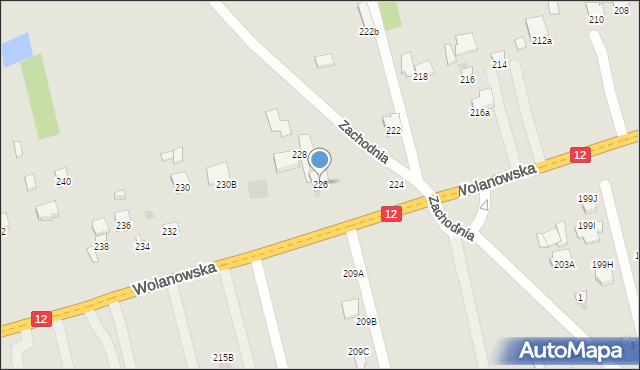 Radom, Wolanowska, 226, mapa Radomia