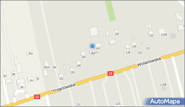Radom, Wolanowska, 244, mapa Radomia