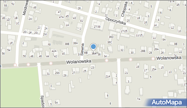 Radom, Wolanowska, 36A, mapa Radomia