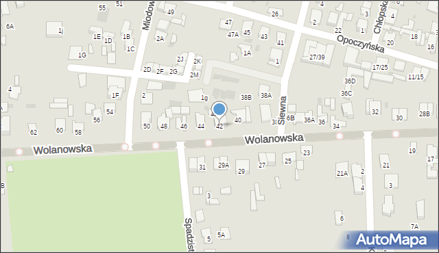 Radom, Wolanowska, 42, mapa Radomia