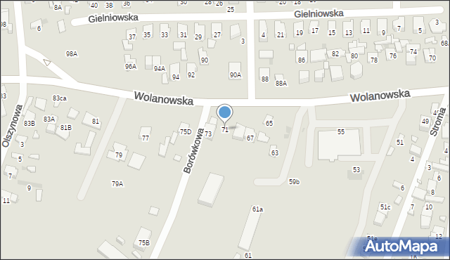 Radom, Wolanowska, 71, mapa Radomia