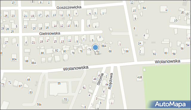 Radom, Wolanowska, 72, mapa Radomia
