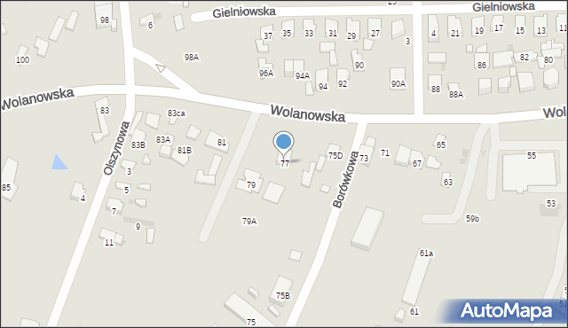 Radom, Wolanowska, 77, mapa Radomia