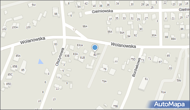 Radom, Wolanowska, 81, mapa Radomia