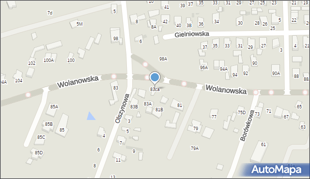 Radom, Wolanowska, 83ca, mapa Radomia
