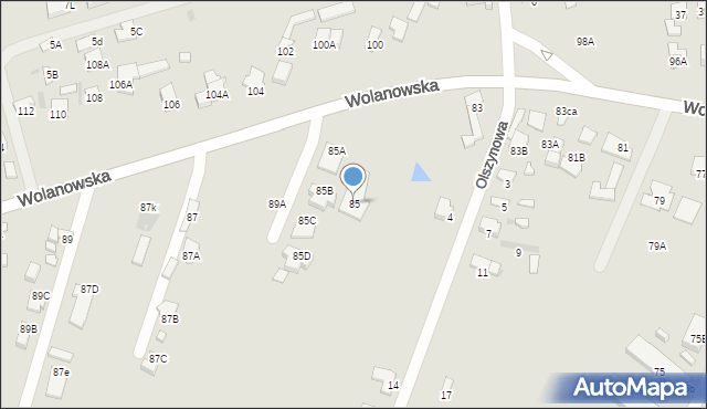 Radom, Wolanowska, 85, mapa Radomia