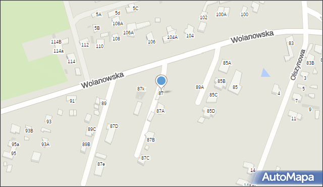 Radom, Wolanowska, 87, mapa Radomia