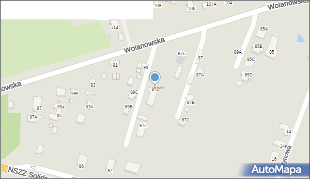 Radom, Wolanowska, 87D, mapa Radomia
