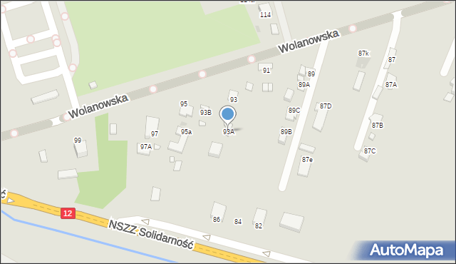 Radom, Wolanowska, 93A, mapa Radomia