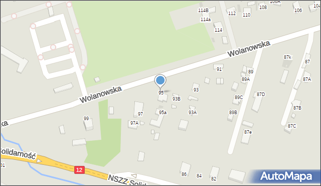 Radom, Wolanowska, 95, mapa Radomia
