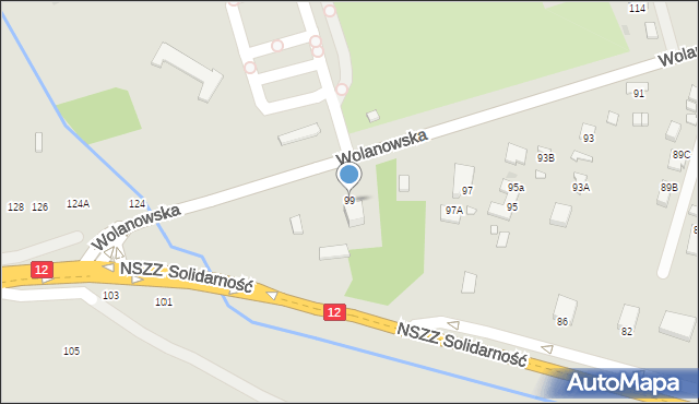 Radom, Wolanowska, 99, mapa Radomia