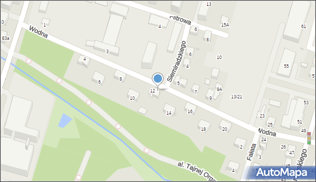 Radom, Wodna, 12A, mapa Radomia