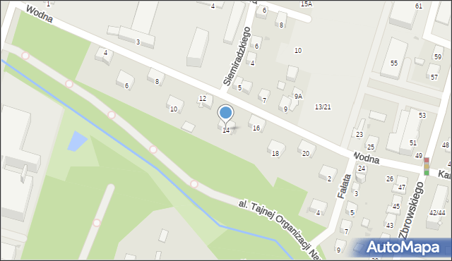 Radom, Wodna, 14, mapa Radomia