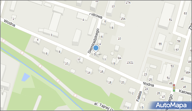 Radom, Wodna, 5A, mapa Radomia