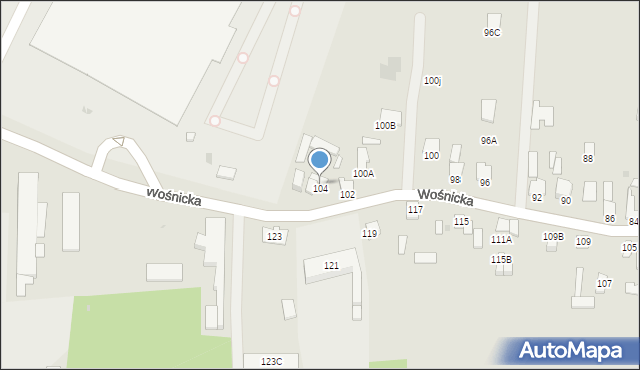 Radom, Wośnicka, 104, mapa Radomia