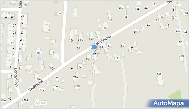 Radom, Wośnicka, 67, mapa Radomia