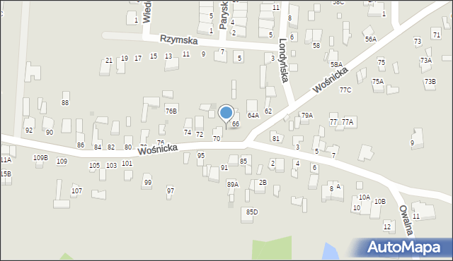 Radom, Wośnicka, 68, mapa Radomia