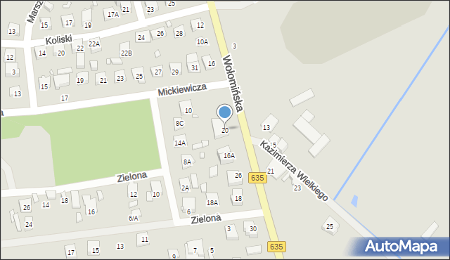 Radzymin, Wołomińska, 20, mapa Radzymin