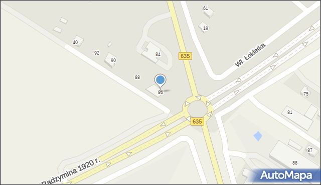 Radzymin, Wołomińska, 86, mapa Radzymin