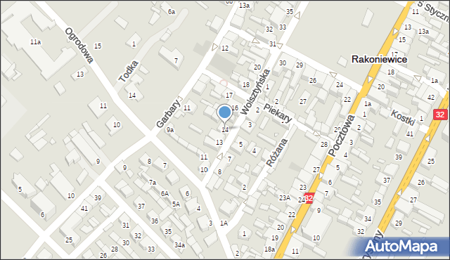 Rakoniewice, Wolsztyńska, 14, mapa Rakoniewice