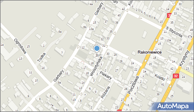 Rakoniewice, Wolsztyńska, 20, mapa Rakoniewice