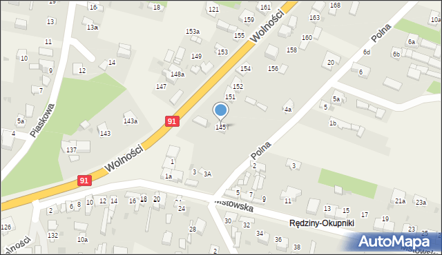 Rędziny, Wolności, 145, mapa Rędziny