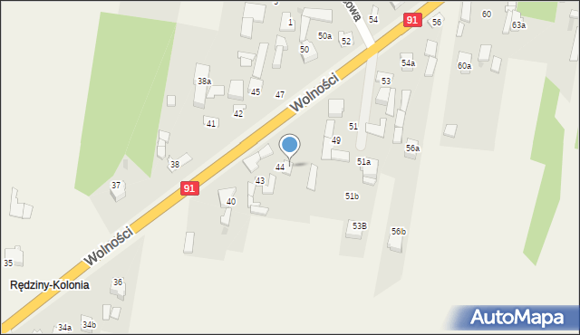 Rędziny, Wolności, 48, mapa Rędziny