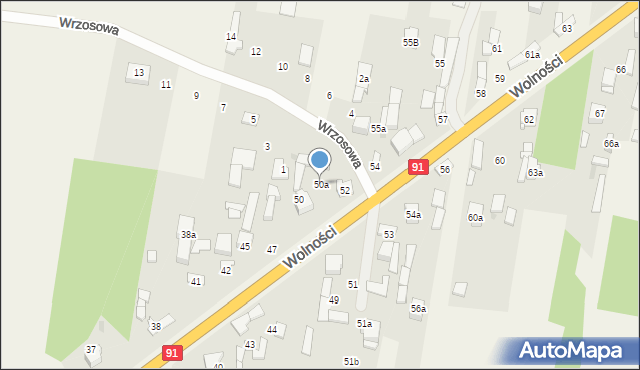 Rędziny, Wolności, 50a, mapa Rędziny