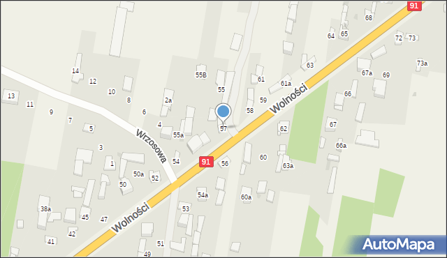 Rędziny, Wolności, 57, mapa Rędziny