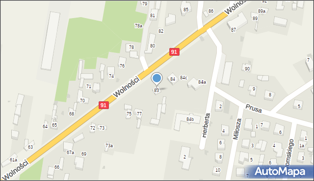 Rędziny, Wolności, 83, mapa Rędziny