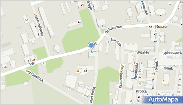 Reszel, Wojska Polskiego, 9, mapa Reszel