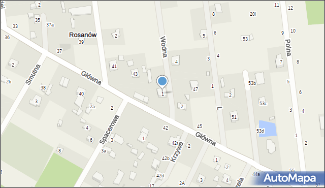 Rosanów, Wodna, 1, mapa Rosanów