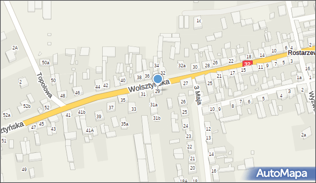 Rostarzewo, Wolsztyńska, 29, mapa Rostarzewo