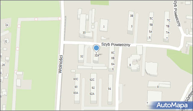 Ruda Śląska, Wolności, 32a, mapa Rudy Śląskiej