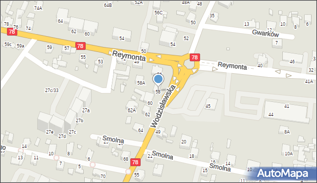 Rybnik, Wodzisławska, 58, mapa Rybnika