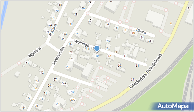 Rybnik, Wolnego Stanisława, 10, mapa Rybnika