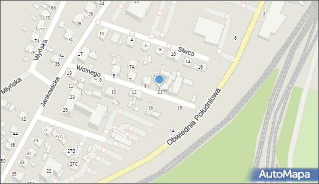 Rybnik, Wolnego Stanisława, 11, mapa Rybnika