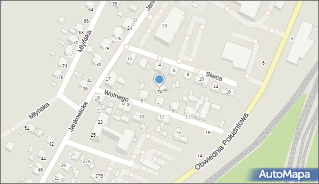 Rybnik, Wolnego Stanisława, 7A, mapa Rybnika