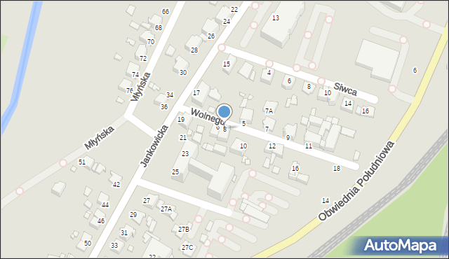 Rybnik, Wolnego Stanisława, 8, mapa Rybnika