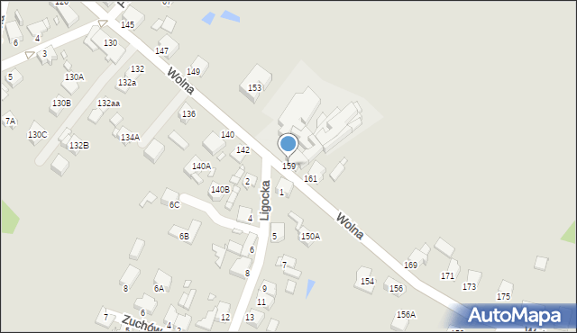 Rybnik, Wolna, 159, mapa Rybnika