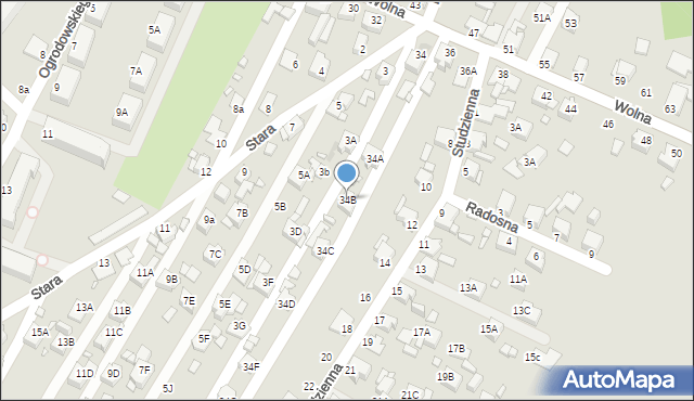 Rybnik, Wolna, 34B, mapa Rybnika