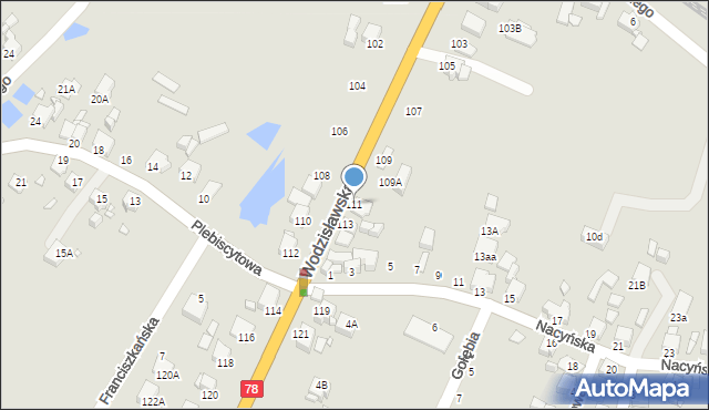 Rybnik, Wodzisławska, 111, mapa Rybnika