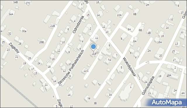 Rybnik, Wołodyjowskiego Michała, 11A, mapa Rybnika