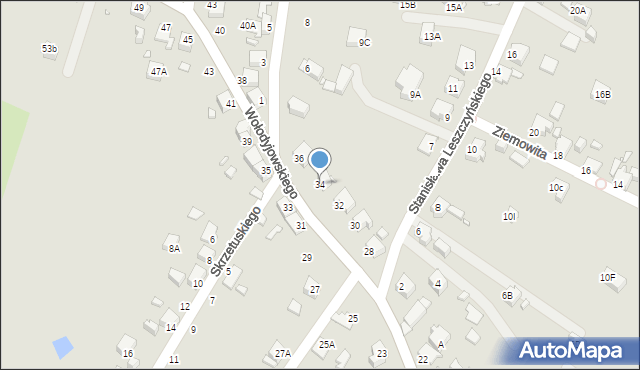 Rybnik, Wołodyjowskiego Michała, 34, mapa Rybnika