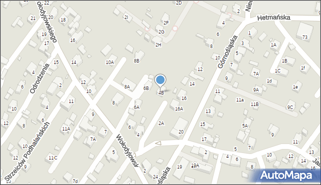 Rybnik, Wołodyjowskiego Michała, 4B, mapa Rybnika