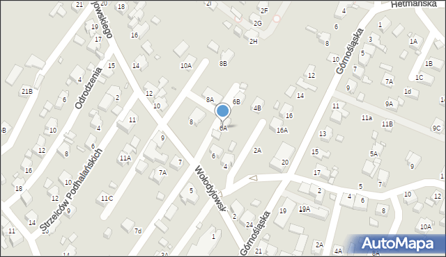 Rybnik, Wołodyjowskiego Michała, 6A, mapa Rybnika