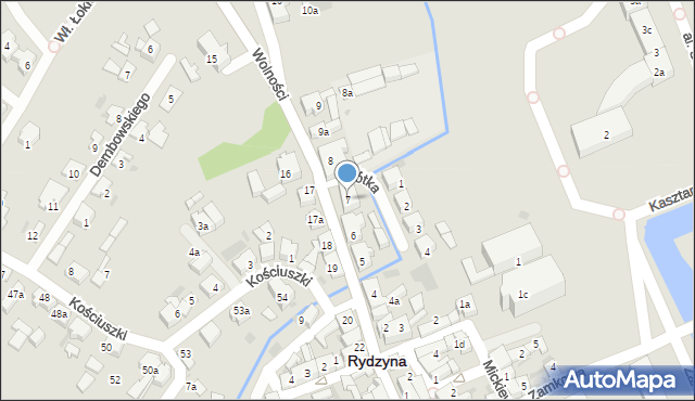 Rydzyna, Wolności, 7, mapa Rydzyna